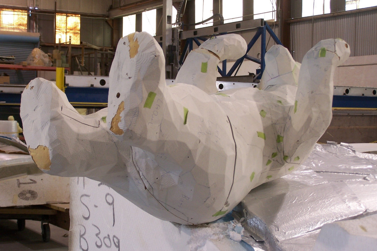 Bear model on its back