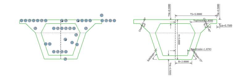 Drawings of parametric bridge sections